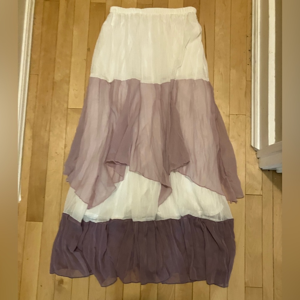 Boho Gypsy Layered Purple, Pink and White Skirt